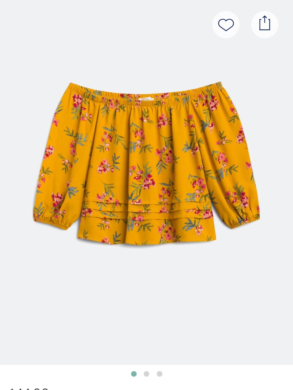 nine britton Mustard Floral Off the Shoulder Blouse